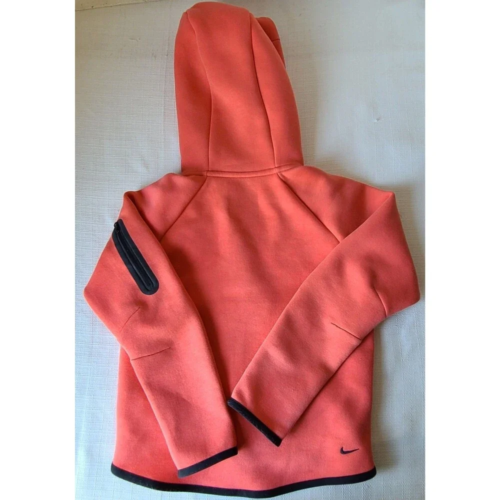 Nike Tech Fleece Hoodie Full Zip Coral Pink Black Youth XS Hooded Jacket EUC